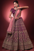 Dark Purple Net Dori Embroidered A Line Lehenga