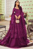 Dark Purple Net Embroidered Long Choli Party Wear Lehenga