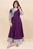 Dark Purple Rayon Printed Casual Wear Ready Made Kurti