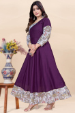 Dark Purple Rayon Printed Casual Wear Ready Made Kurti
