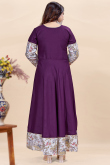 Dark Purple Rayon Printed Casual Wear Ready Made Kurti