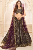 Dark Purple Satin Silk A Line Lehenga