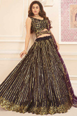 Dark Purple Satin Silk A Line Lehenga