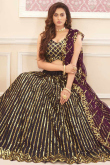 Dark Purple Satin Silk A Line Lehenga
