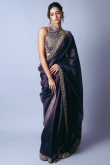 Dark Purple Satin Silk Saree with Dori Work for Diwali