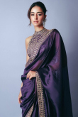 Dark Purple Satin Silk Saree with Dori Work for Diwali
