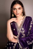 Dark Purple Silk Embroidered Bollywood Panelled Style Lehenga 