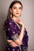 Dark Purple Silk Embroidered Bollywood Panelled Style Lehenga 