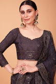 Dark Purple Silk Embroidered Lehenga