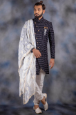 Dark Purple Silk Embroidered Men's Sherwani
