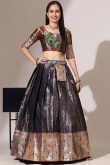 Dark Purple Silk Woven Zari A Line Lehenga 