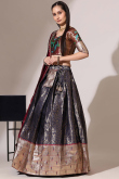 Dark Purple Silk Woven Zari A Line Lehenga 