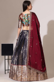Dark Purple Silk Woven Zari A Line Lehenga 