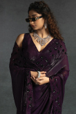 Dark Purple Tissue Silk Saree With Sequins Work for Party