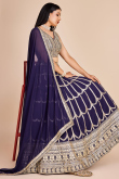 Dark Purple Zari Embroidered Georgette Panelled Style Lehenga 