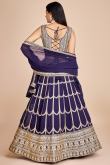 Dark Purple Zari Embroidered Georgette Panelled Style Lehenga 