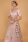 Bridal Wear Salmon Peach Embroidered Silk Lehenga 