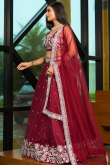 Deep Red Art Silk Embroidered A Line Lehenga 