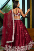 Deep Red Art Silk Embroidered A Line Lehenga 