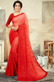 Foil Print Party Wear Saree in Deep Red Chiffon