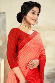 Foil Print Party Wear Saree in Deep Red Chiffon
