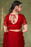 Deep Red Chiffon Zari Embroidered Light Weight Saree 