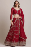 Deep Red Georgette A Line Lehenga