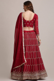 Deep Red Georgette A Line Lehenga