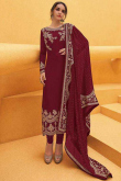 Deep Red Georgette Embroidered Churidar Suit