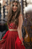 Deep Red Georgette Embroidered Flared Style Lehenga 