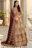 Deep Red Georgette Lehenga With Embroidered Long Choli