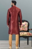 Deep Red Traditional Sangeet Men Kurta Pajama in Jacquard