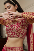 Deep Red Net Dori Embroidered Lehenga