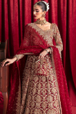 Deep Red Raw Silk Embroidered Flared Style Lehenga 
