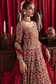 Deep Red Raw Silk Embroidered Flared Style Lehenga 