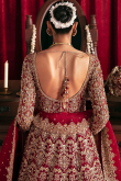 Deep Red Raw Silk Embroidered Flared Style Lehenga 