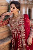 Deep Red Raw Silk Embroidered Panelled Style Lehenga 