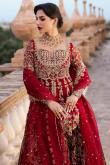 Deep Red Raw Silk Embroidered Panelled Style Lehenga 