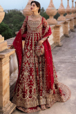 Deep Red Raw Silk Embroidered Panelled Style Lehenga 