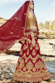 Deep Red Satin Silk A Line Lehenga