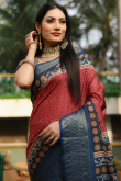 Deep Red Silk Bandhej Printed Light Weight Saree