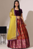 Deep Red Silk Embroidered A Line Lehenga 