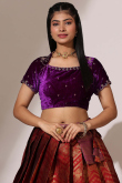 Deep Red Silk Embroidered A Line Lehenga 