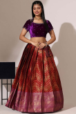 Deep Red Silk Embroidered A Line Lehenga 