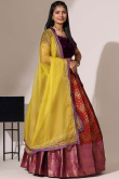 Deep Red Silk Embroidered A Line Lehenga 