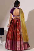 Deep Red Silk Embroidered A Line Lehenga 