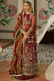 Deep Red Silk Lace Embroidered Long Choli Bridal Lehenga