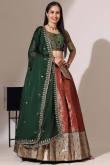 Deep Red Silk Woven Zari A Line Lehenga 