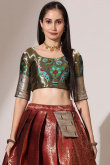 Deep Red Silk Woven Zari A Line Lehenga 
