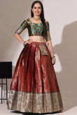 Deep Red Silk Woven Zari A Line Lehenga 